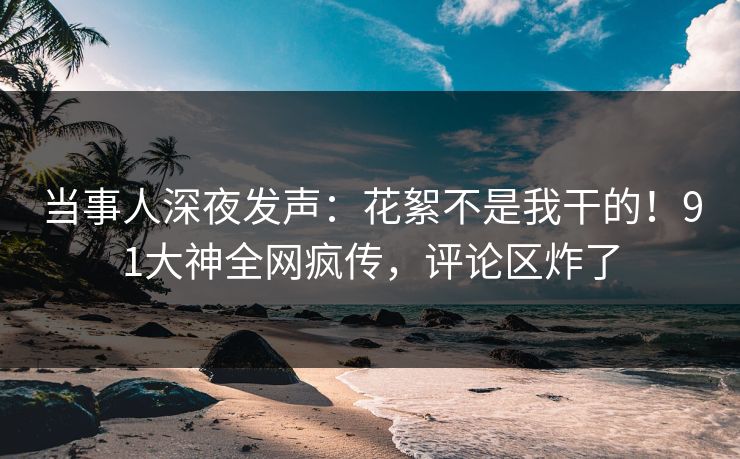 当事人深夜发声：花絮不是我干的！91大神全网疯传，评论区炸了