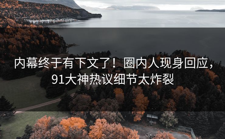 内幕终于有下文了！圈内人现身回应，91大神热议细节太炸裂