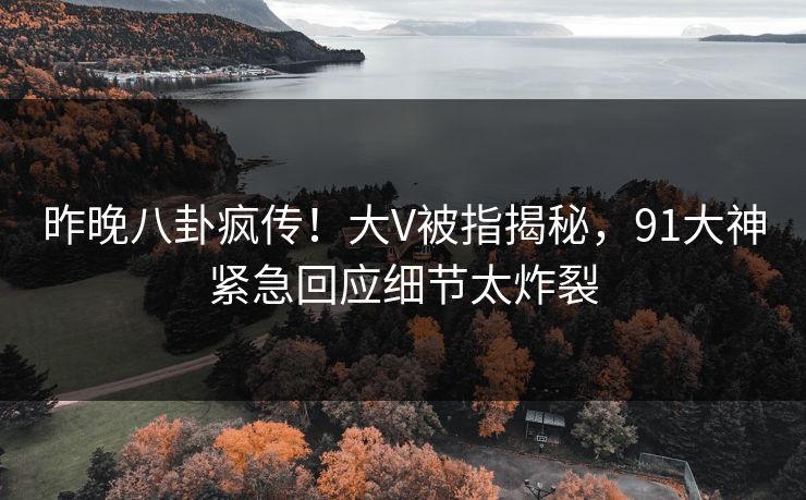 昨晚八卦疯传!大V被指揭秘,91大神紧急回应细节太炸裂