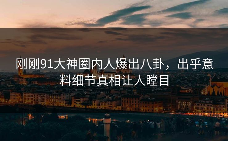 刚刚91大神圈内人爆出八卦,出乎意料细节真相让人瞠目