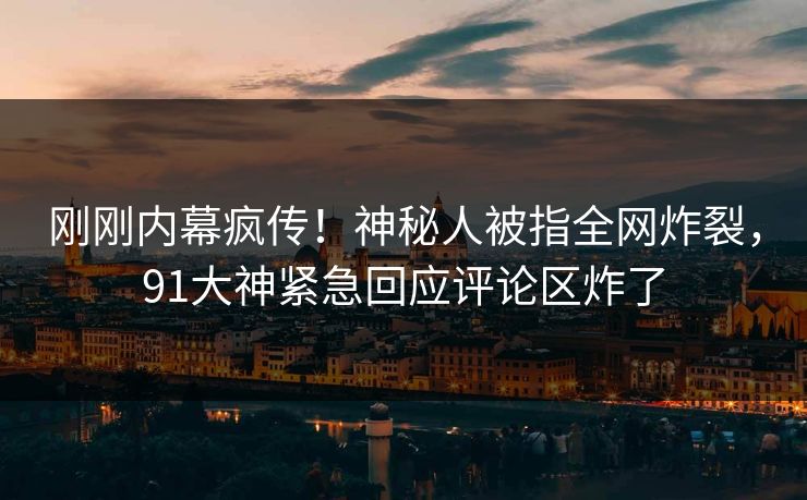 刚刚内幕疯传！神秘人被指全网炸裂，91大神紧急回应评论区炸了
