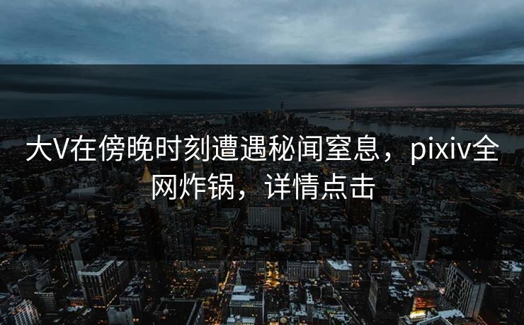 大V在傍晚时刻遭遇秘闻窒息，pixiv全网炸锅，详情点击