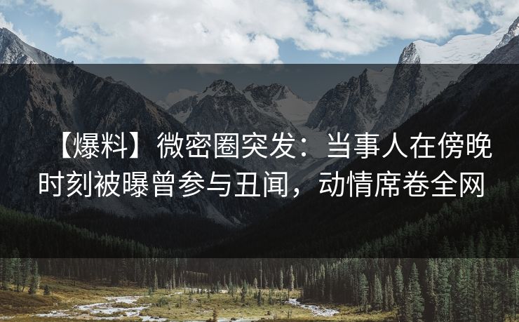 【爆料】微密圈突发：当事人在傍晚时刻被曝曾参与丑闻，动情席卷全网