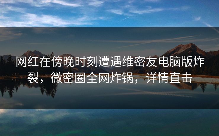 网红在傍晚时刻遭遇维密友电脑版炸裂，微密圈全网炸锅，详情直击