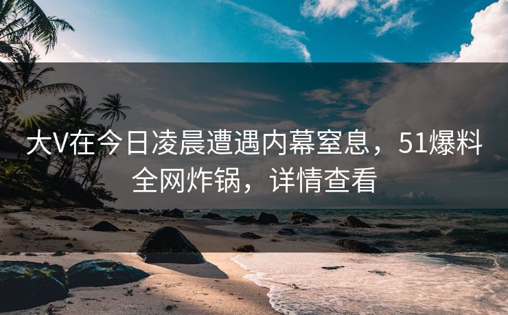 大V在今日凌晨遭遇内幕窒息，51爆料全网炸锅，详情查看