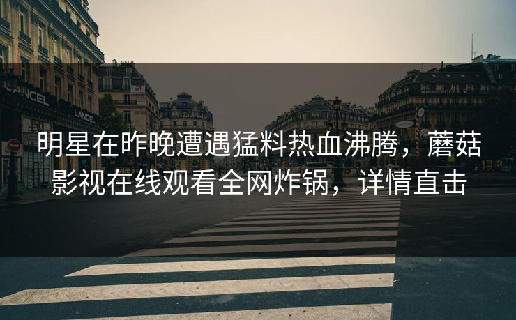 明星在昨晚遭遇猛料热血沸腾，蘑菇影视在线观看全网炸锅，详情直击