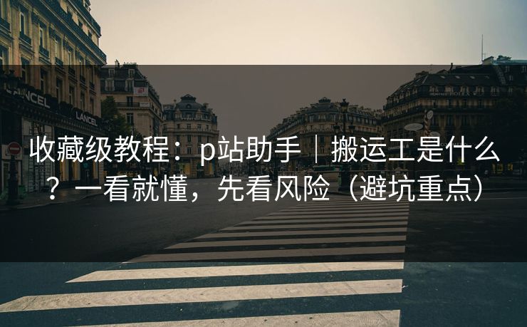 收藏级教程：p站助手｜搬运工是什么？一看就懂，先看风险（避坑重点）
